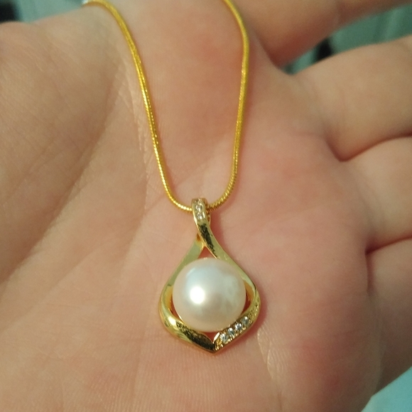 14k Gold Over Sterling Silver Akoya Pearl Jeweled Fancy Pendant Necklace Set